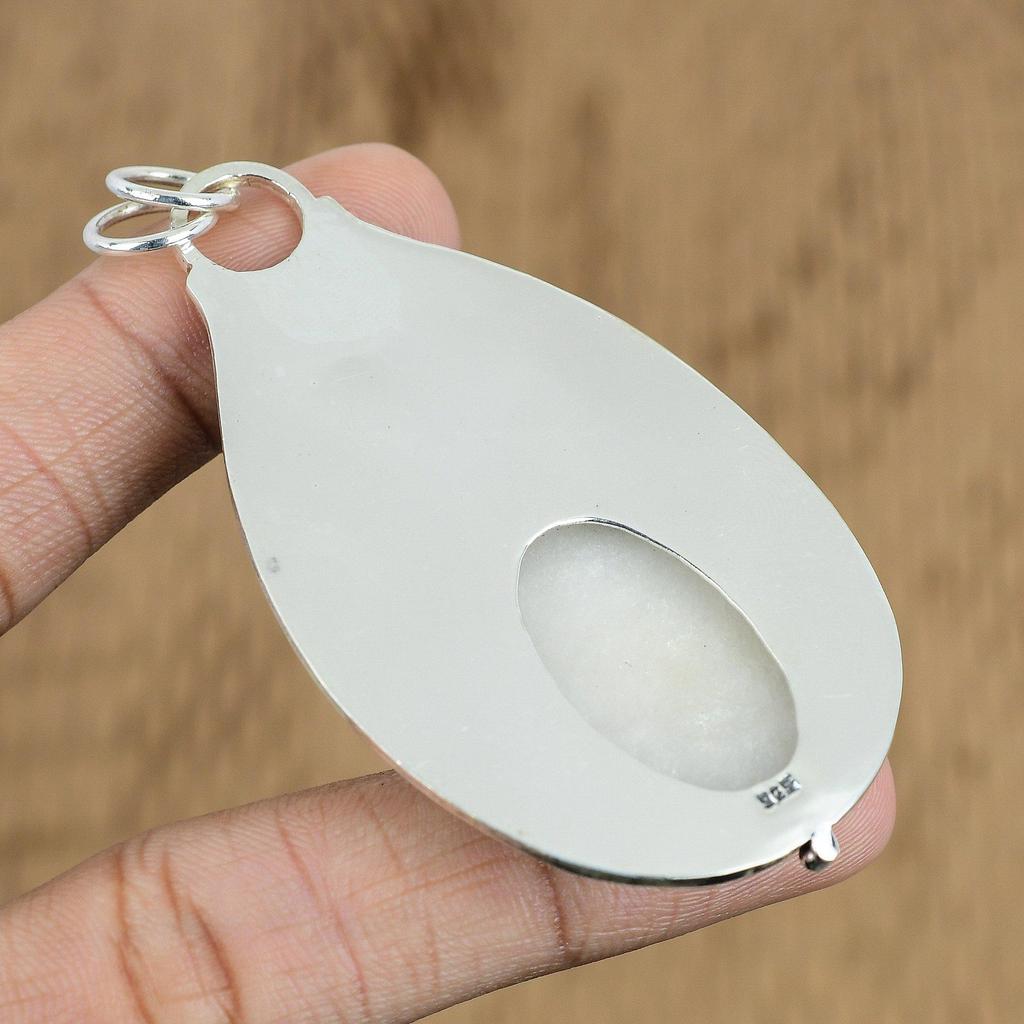 Gift For Her 925 Sterling Silver Natural Scolecite Gemstone Jewelry Pendant