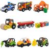 Wooden Track Train Magnetic Train Toys Helicopter Car Truck Locomotive Toy Wooden Railway Vehicles Track Train Toys Kids Gifts