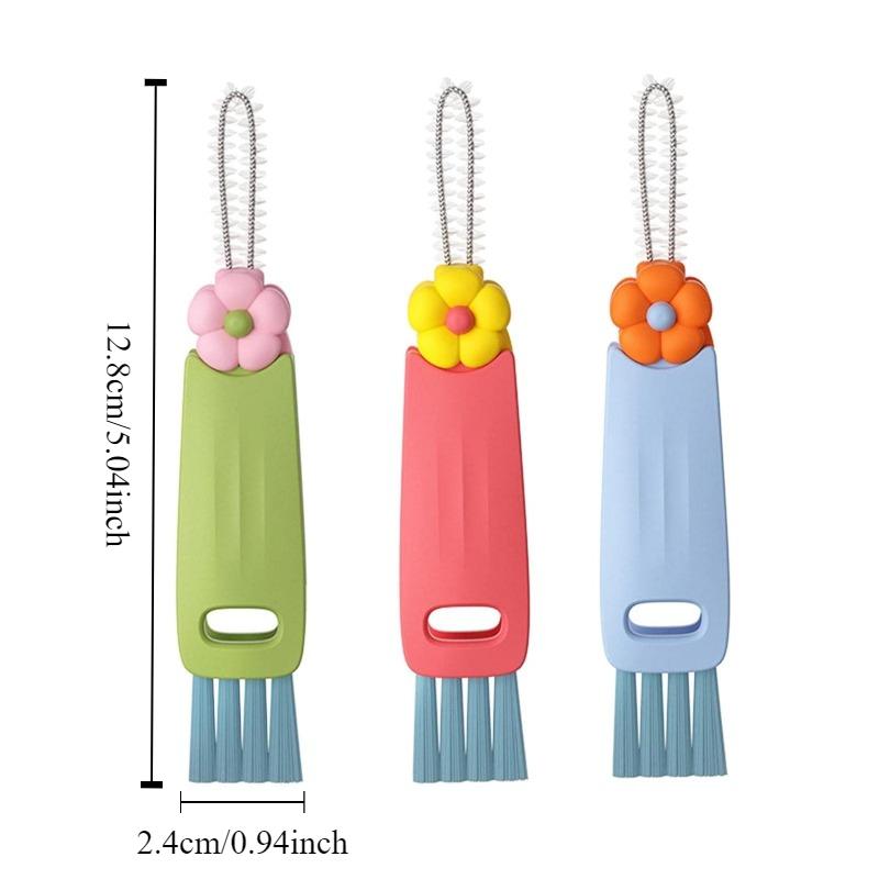 3 in 1 Niedliches Tassen-Deckel-Reinigungsbürsten-Set Mini Tassenflaschen-Reinigungsbürste Küchenwaschwerkzeug Mini-Reiniger für Reisen und Zuhause