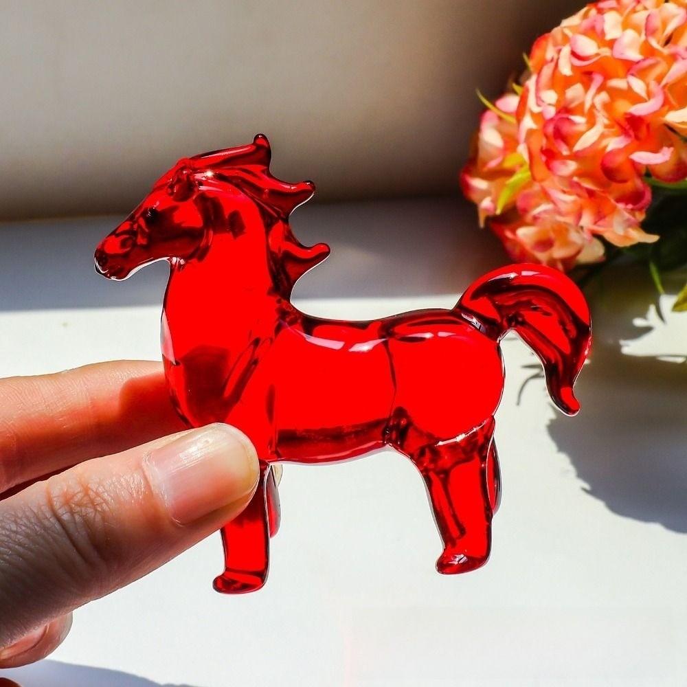 Colorful Decorative Crystal Horse Statue Glass Animal Sculpture  Office Decoration