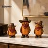 Kids Room Holiday Decor 3PCS Western Cowboy Pumpkin Figurine, Retro Man Statues with Hat, Cute Plastic Figurines Fall Thanksgiving Halloween Tabletop