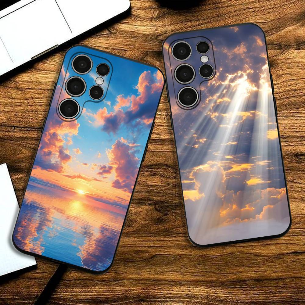 Beautiful Sunshine Clouds Phone Case For Samsung S24,25,23,22,21,20 Plus Ultra 5G Lite Shockproof Cover
