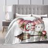 Christmas Snowman Warm Soft Blanket  Kids Adult Plush Throw Blanket Fashion Living Room Flannel Bedspread Sofa Bed Cover