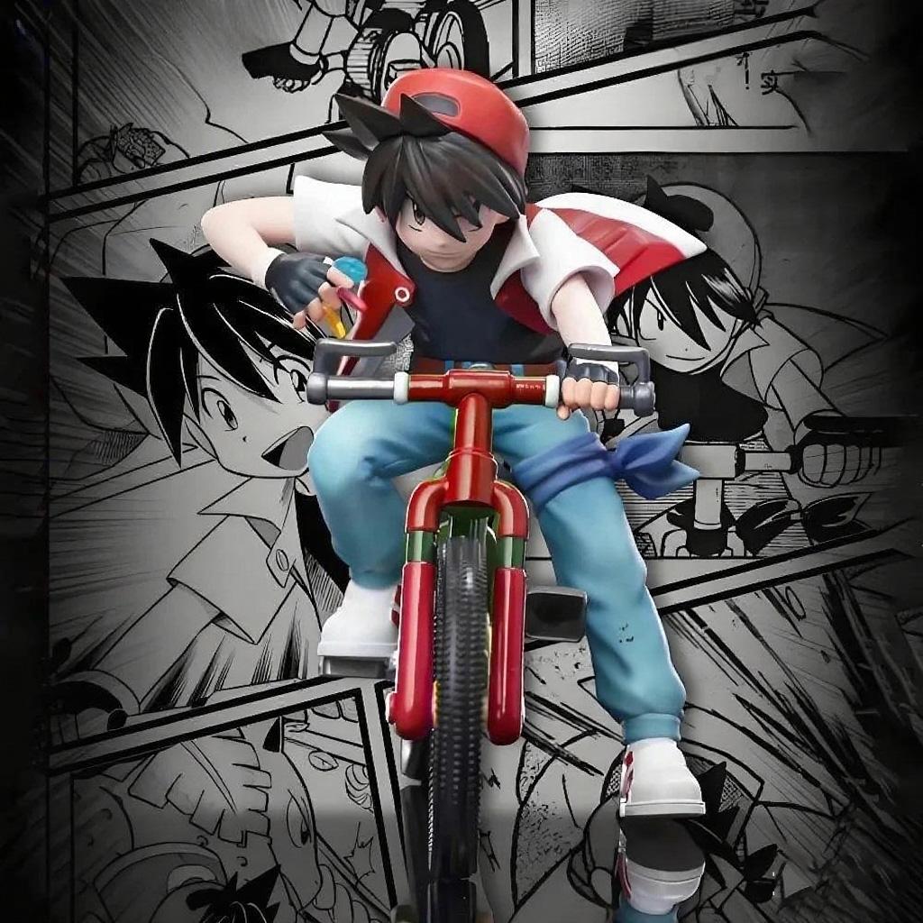 6cm Pokemon Anime Figure Ash Ketchum Biking Figures Red Action Figures Pvc Collection Model Toys Gifts