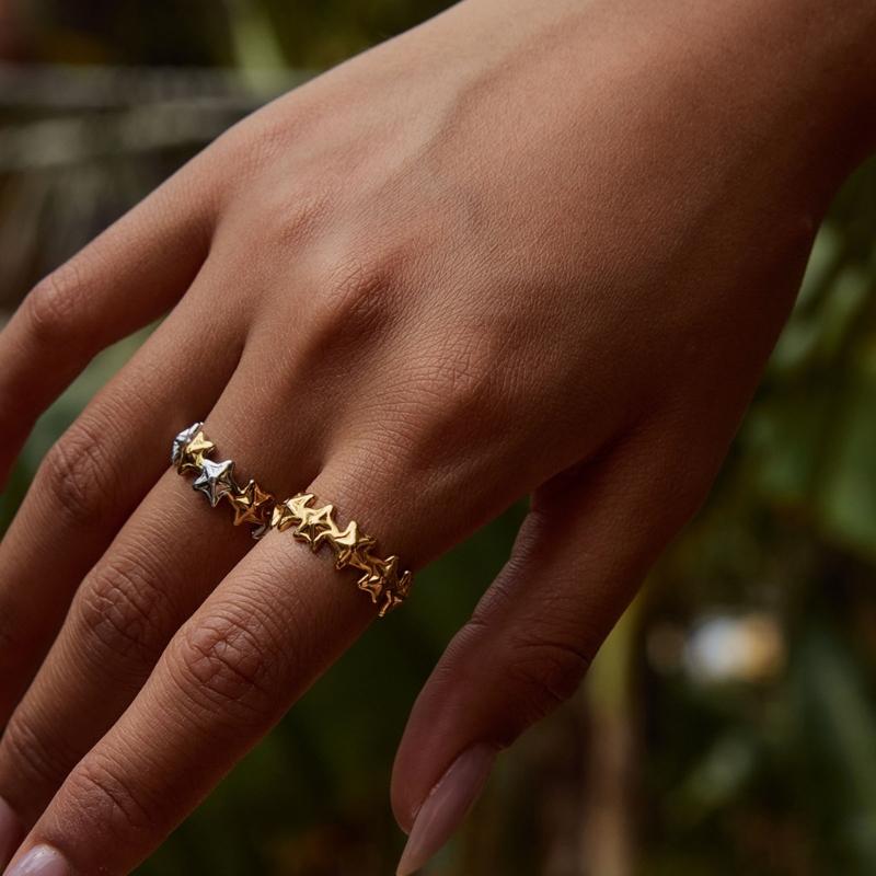 Sweet and Adjustable Opening Star Designs Stainless Steel Rings for Everyday Wear