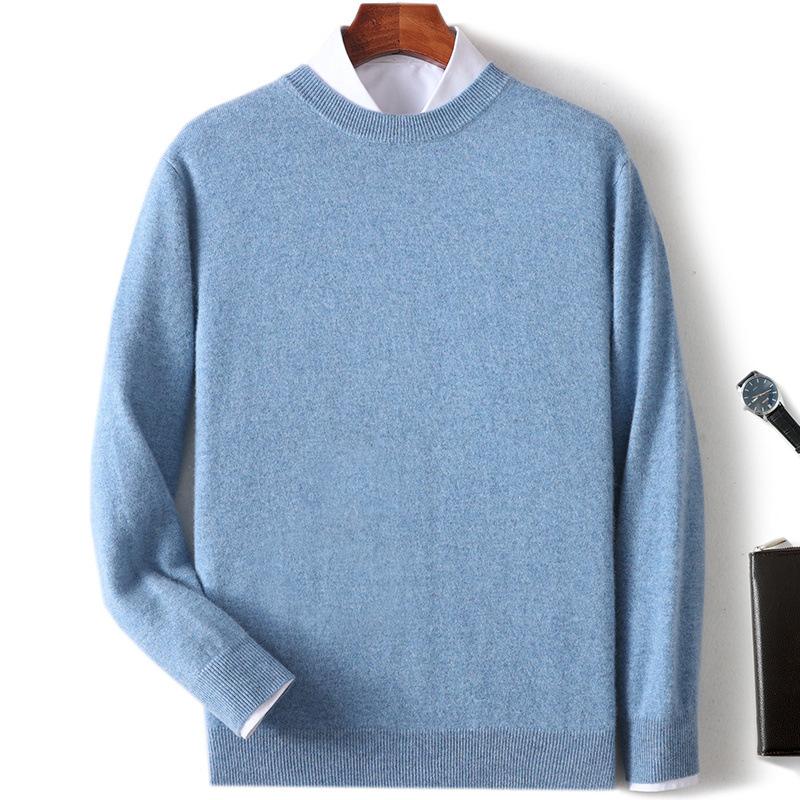 New Semi-turtleneck Cashmere Sweater Men's Thickened Sweater Solid Color Long-sleeved Wool Knitting