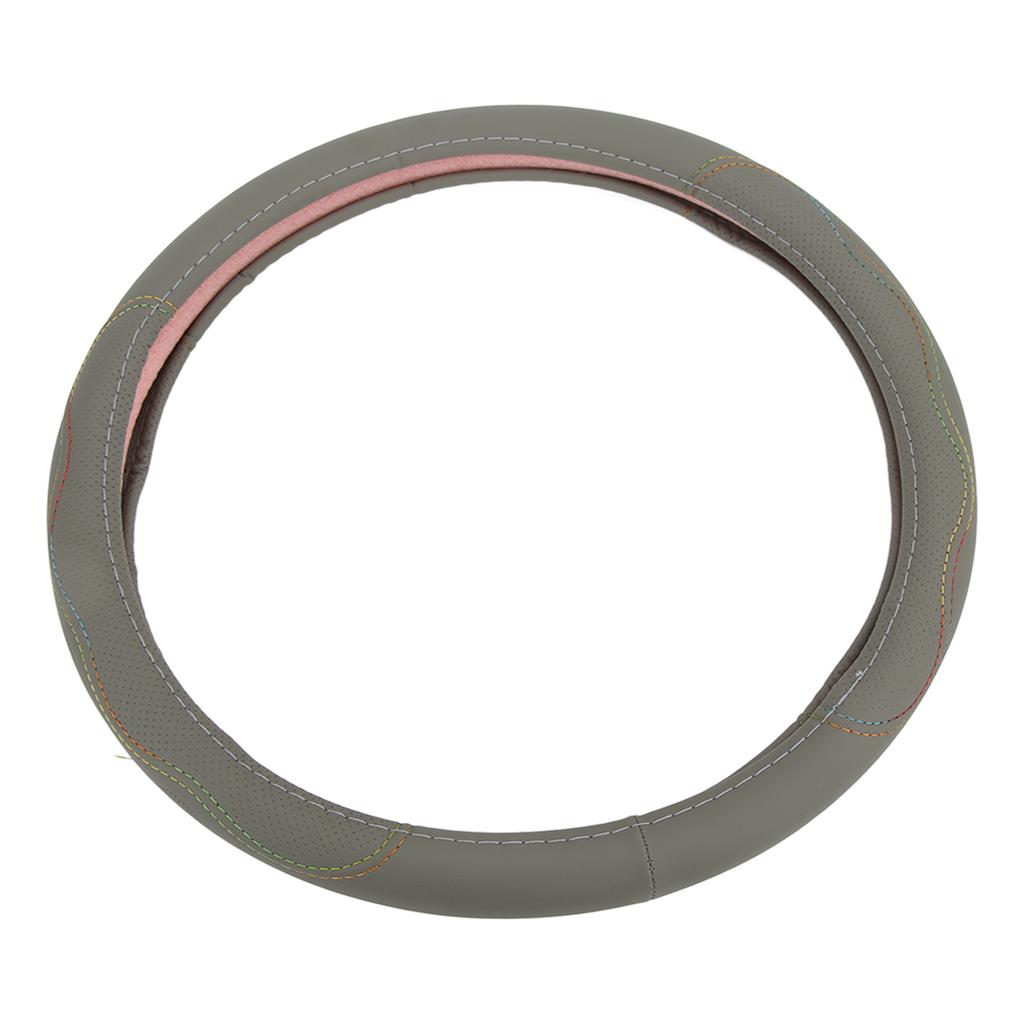 Car Steering Wheel Cover 15in Universal Fit Artificial Leather Protector for ModificationGrey
