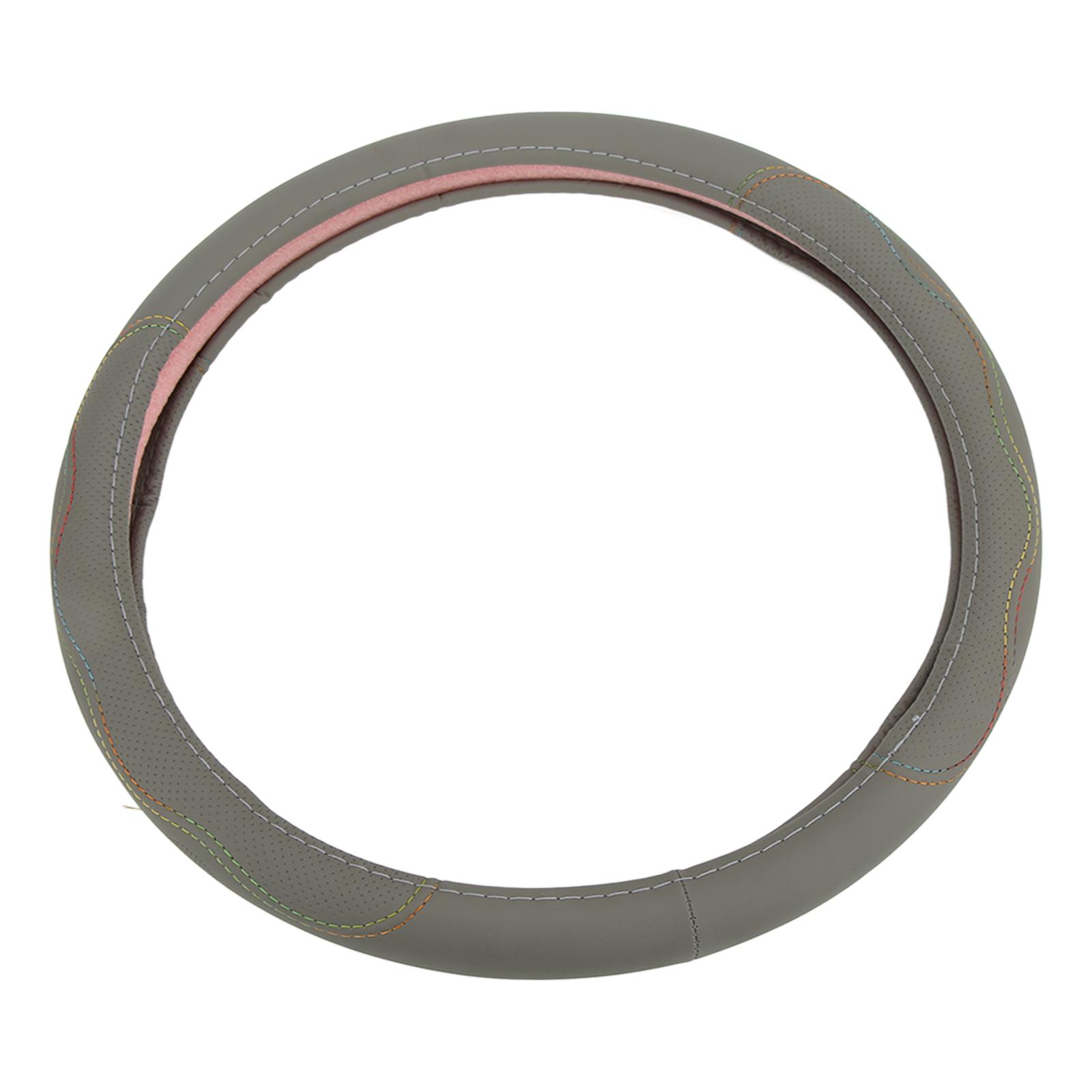 

Car Steering Wheel Cover 15in Universal Fit Artificial Leather Protector for ModificationGrey серый