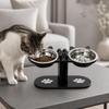 Wooden Pet Feeding Stand with Stainless-Steel Bowls Modern for Kitchen