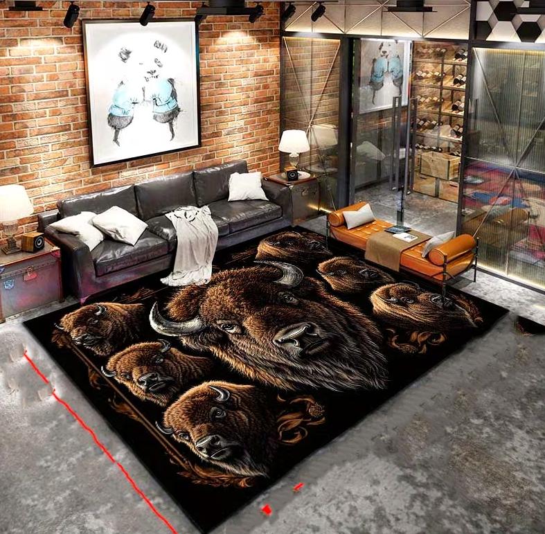 

Bullhead Bone and Rose Hippie Western Pattern Carpet Office Chair Carpet Decoration Holiday Gift Home Carpet 40x60cm