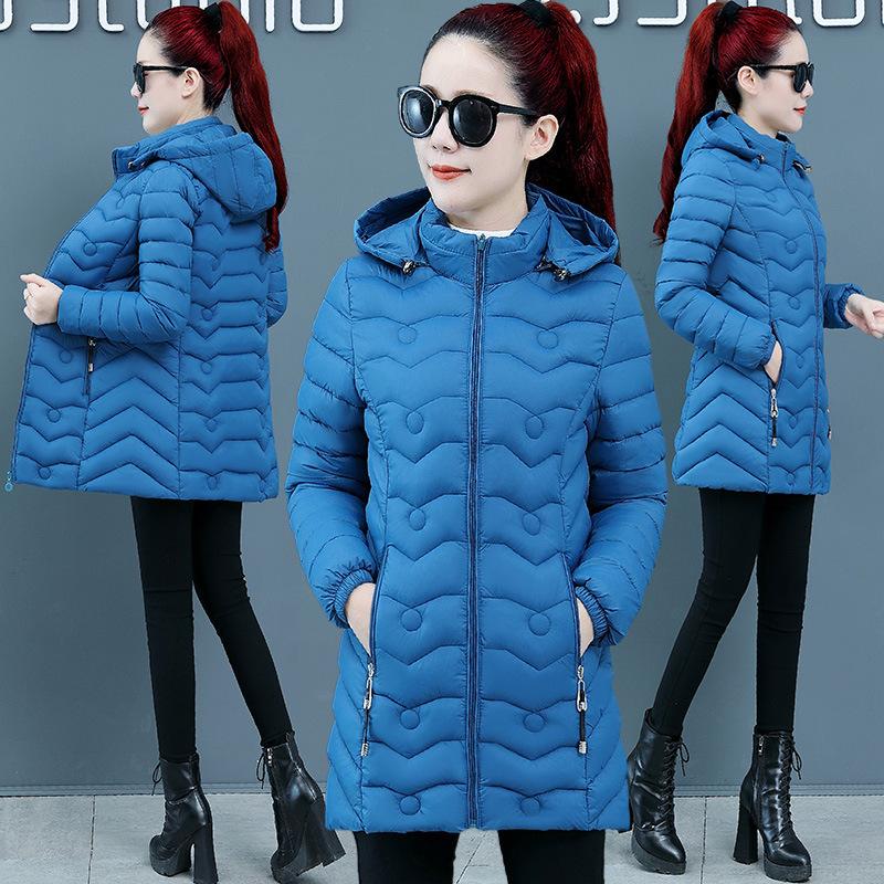 

Парки женские с капюшоном зимняя куртка корейский толстый пуховик хлопковая одежда среднего возраста женское пальто для мам теплая длинная верхняя одежда 6XL 5XL синий