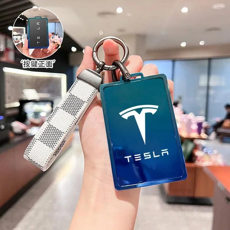 Car Sticker Tesla Car Key Card Holder Cover Protector Holder Diamond Keychain for Tesla Model 3 X Model S Y Roadster P75D P85D P