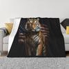 Tiger On The Background Of The Flag Best Selling Room Household Flannel Blanket Tiger On The Background Of The Flag Cute Funny