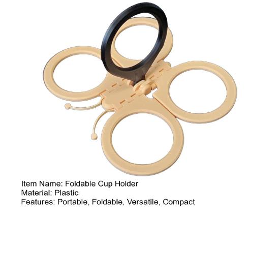 Folding Cup Holder 4-Cup Butterfly Tray Drinks Carrier Multi-Size Portable Beverage Holder for Festivals Sports Camping