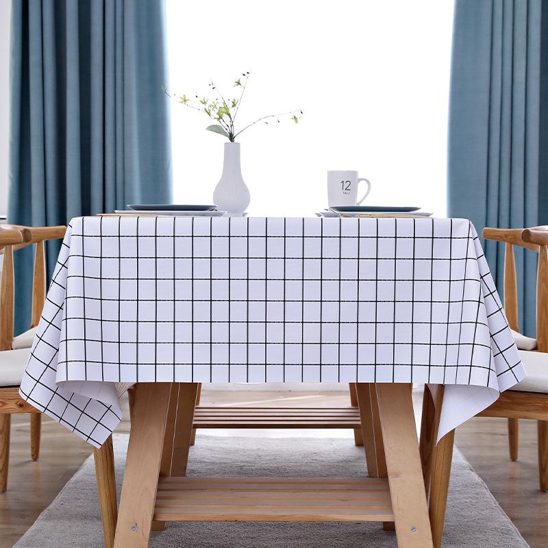Modern Simple Pvc Tablecloth Waterproof And Oil-Proof Leave-In Coffee Table Dining Table Cloth Rectangular Light Luxury Plaid Table Mat