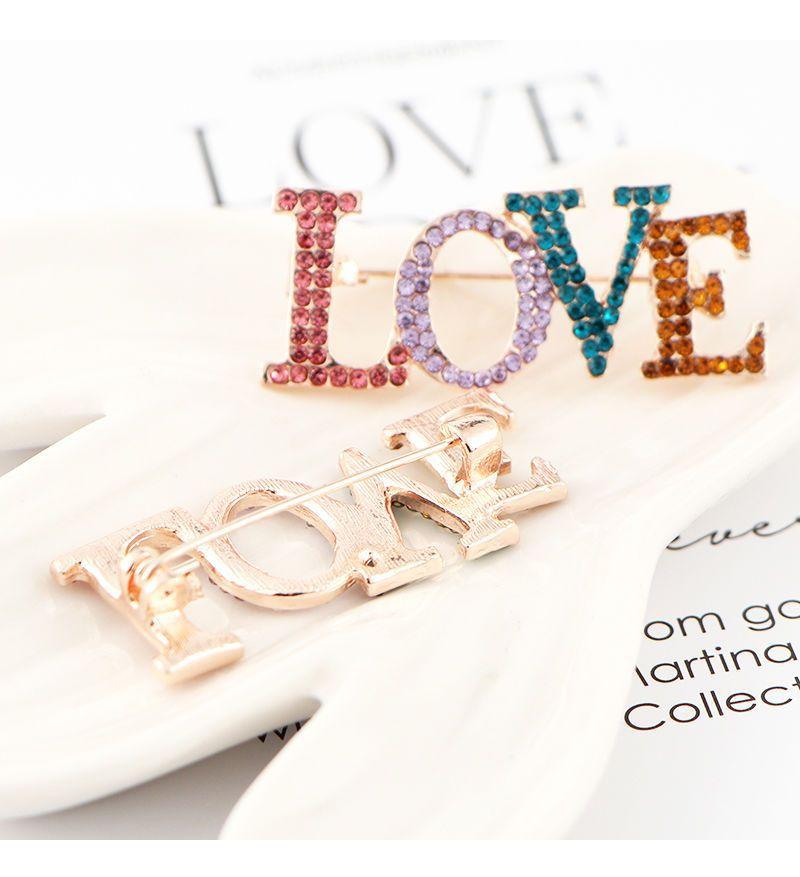 

Буква Love Цветная брошь из страз Креативная модная брошь для одежды Аксессуары для женского пиджака Брошь золотой