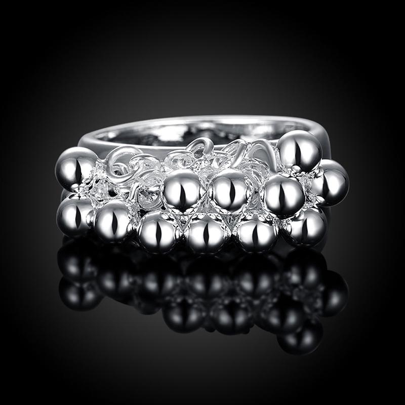 925 Silver Grape Bead Finger Ring For Women Wedding Jewelry Valentine Gifts