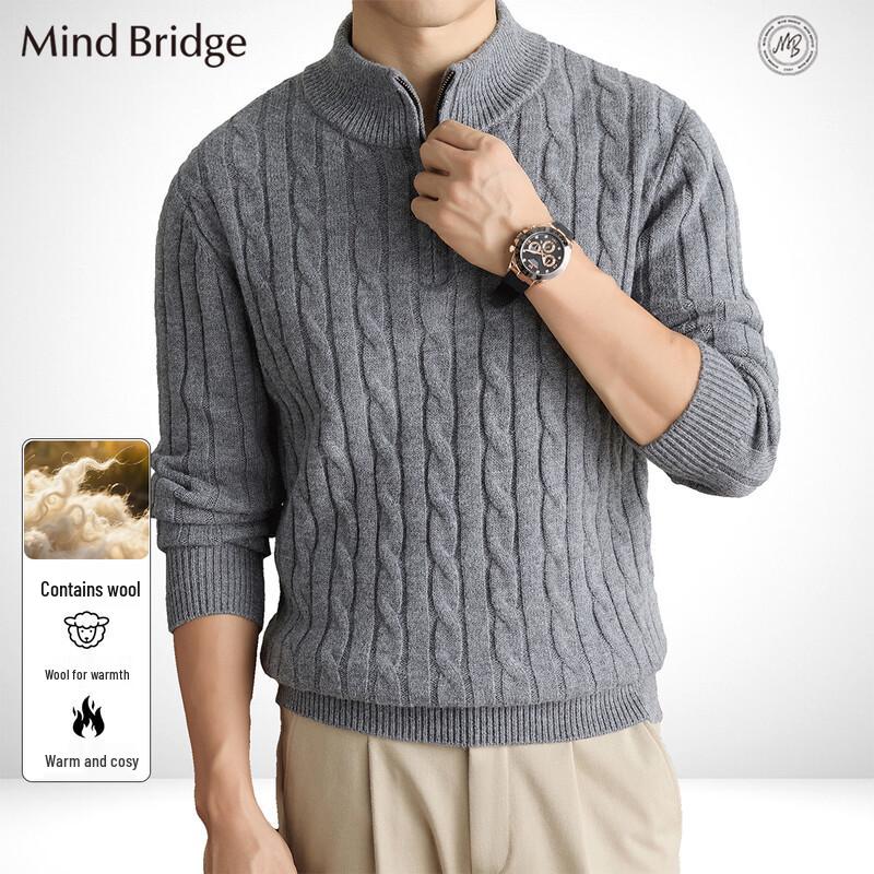 Mind Bridge Men's Wool-Blend Mock Neck Pullover Sweater
