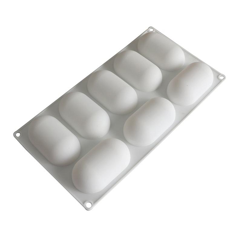 8 Oval Yastık Şeklinde Silikon Kek Kalıbı Çikolatalı Mus Dondurma Dekoru İçin