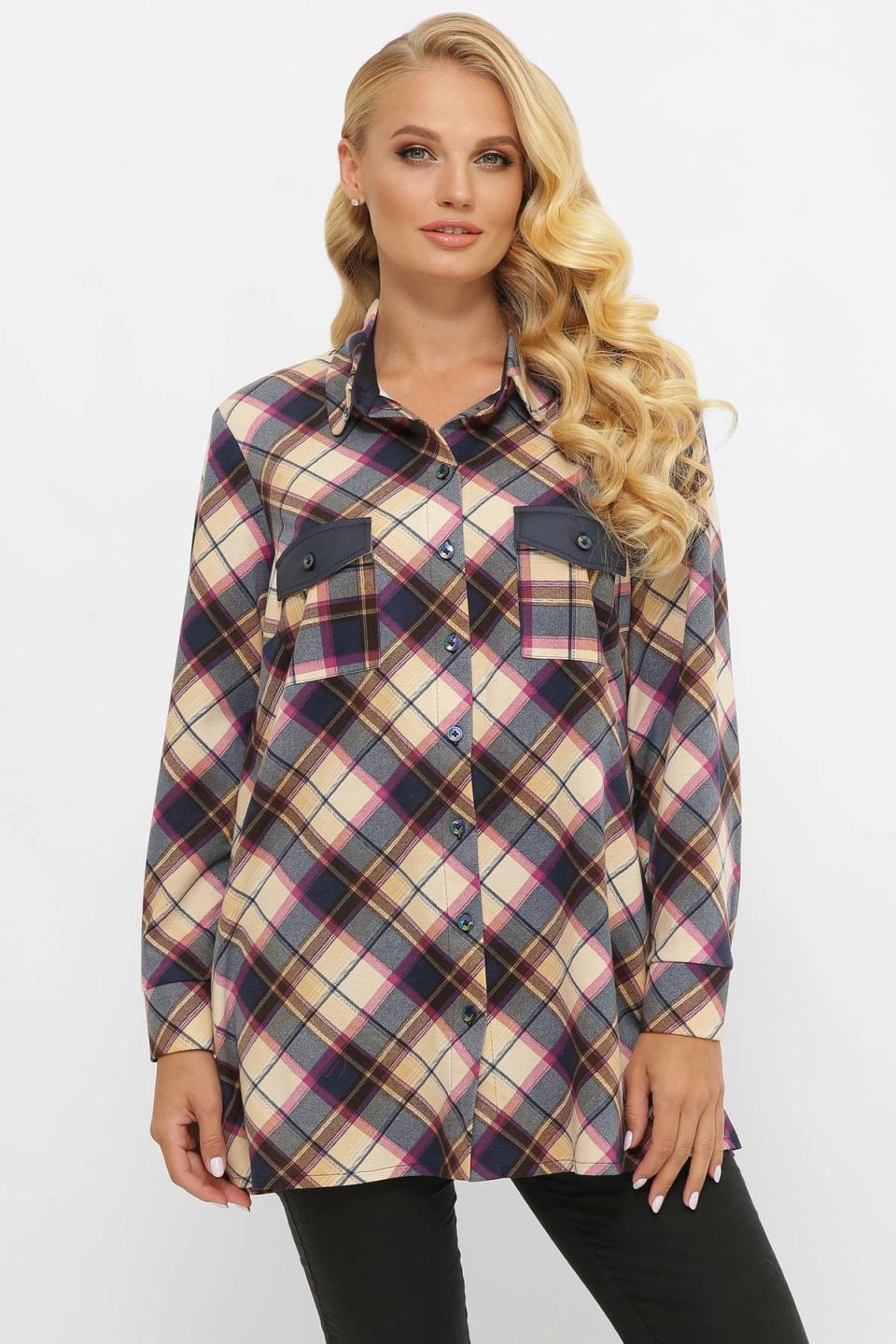 

Сорочка в клітку Tatiana ТРЕЙСІ 6XL бежевий