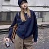 1011 autumn and winter new retro lazy wind crew neck sweater women's coat loose and thin, with knitted cardigan
