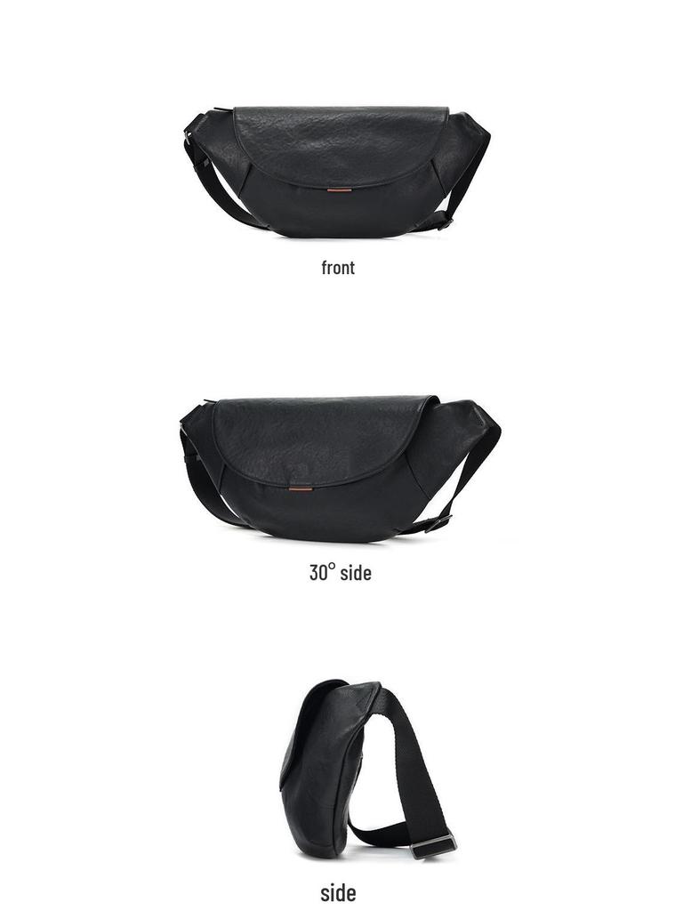 Men's Premium Vegetable Tanned Leather Crossbody Chest Bag - Large Capacity Casual Sports Shoulder Bag