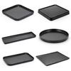 Black Melamine Japanese Sushi Tray - Long Shallow Plate for BBQ & Food Arrangement