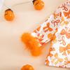 2025 Furry Halloween Pajama Set with Bowknot & Pumpkin Print - Two-Piece Turn-Down Collar Homewear
