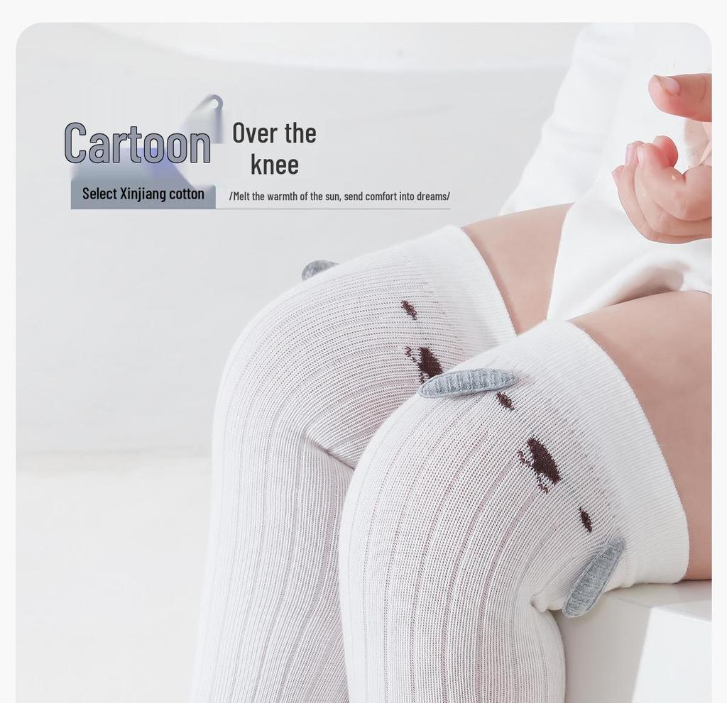 Infant Knee-High Cartoon Socks: Pure Class A Cotton, Non-Binding, Perfect for Spring, Autumn & Winter