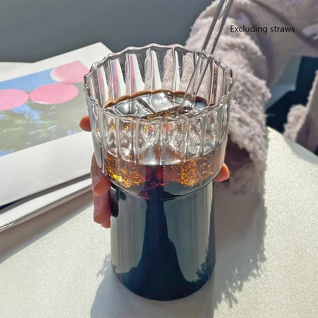 1pc-Glass Cup Heat-resistant Drum Water Dispenser Transparent Tea Juice Milk Coffee Cup Household Water Cup
