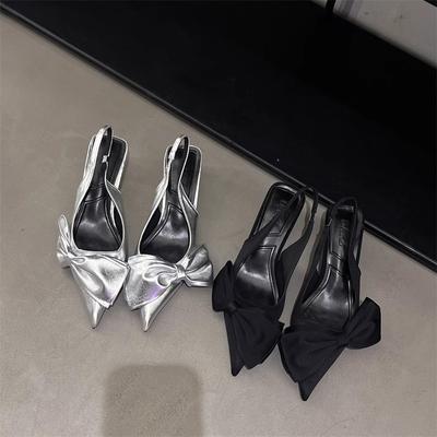 2024 New Autumn Women's Shoes Fashion Women's Pumps Pointed Toe Bow High Heels Shallow Women's Sandals Shoes Women Zapatos Mujer