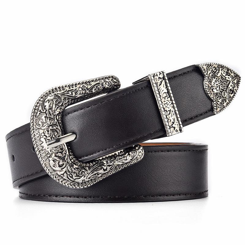 

Женский комплект из трех ремней: Пряжка с цветочным узором для джинсов, европейский и американский стиль, студенческий дизайн. 105 cm