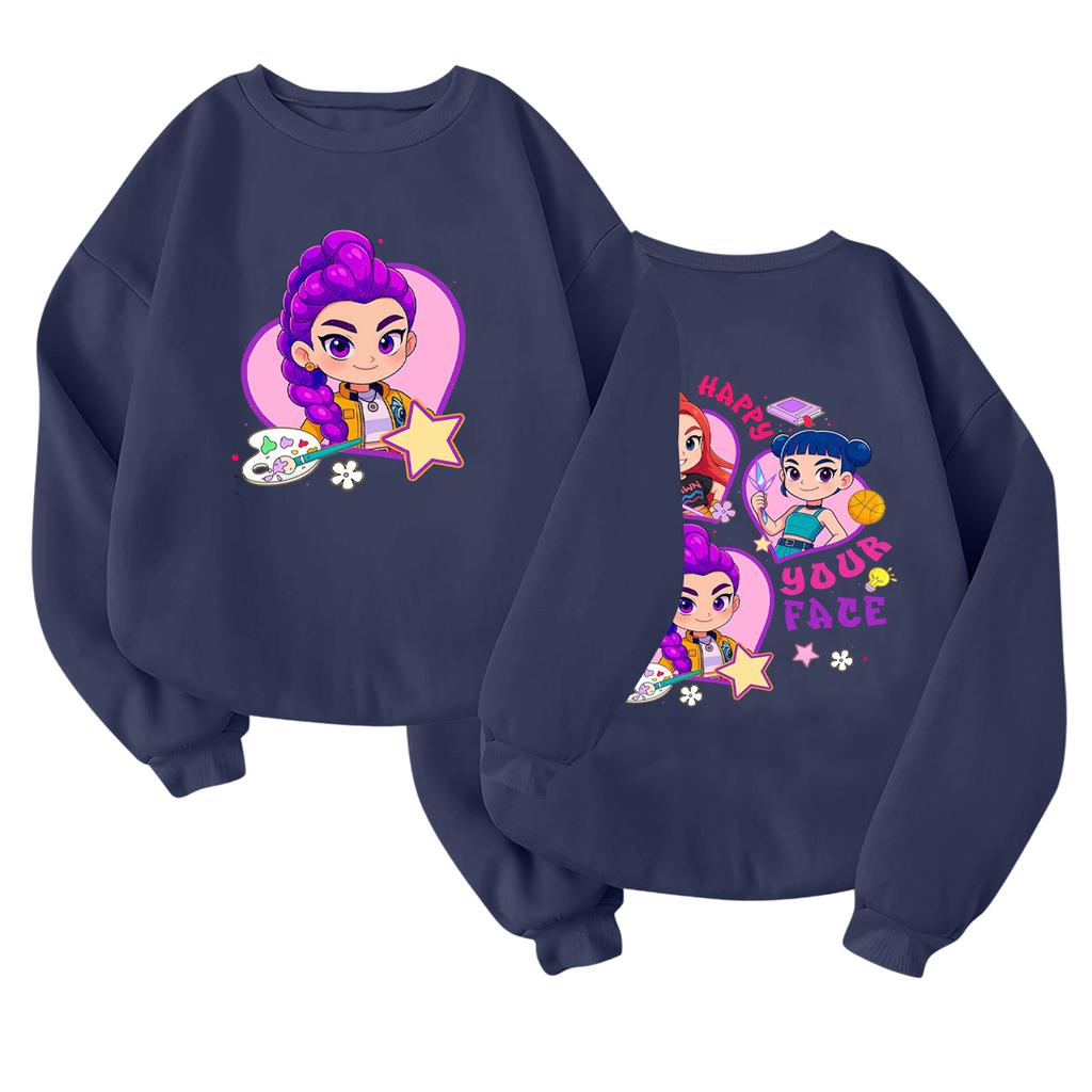Children's Fashionable Lightweight Long-sleeved Round Neck Pullover With Pockets Printed Pullover