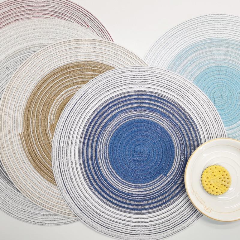 Gradient Cotton Yarn Woven Placemat Coaster for Western Restaurant Daily Dining Tableware Mat