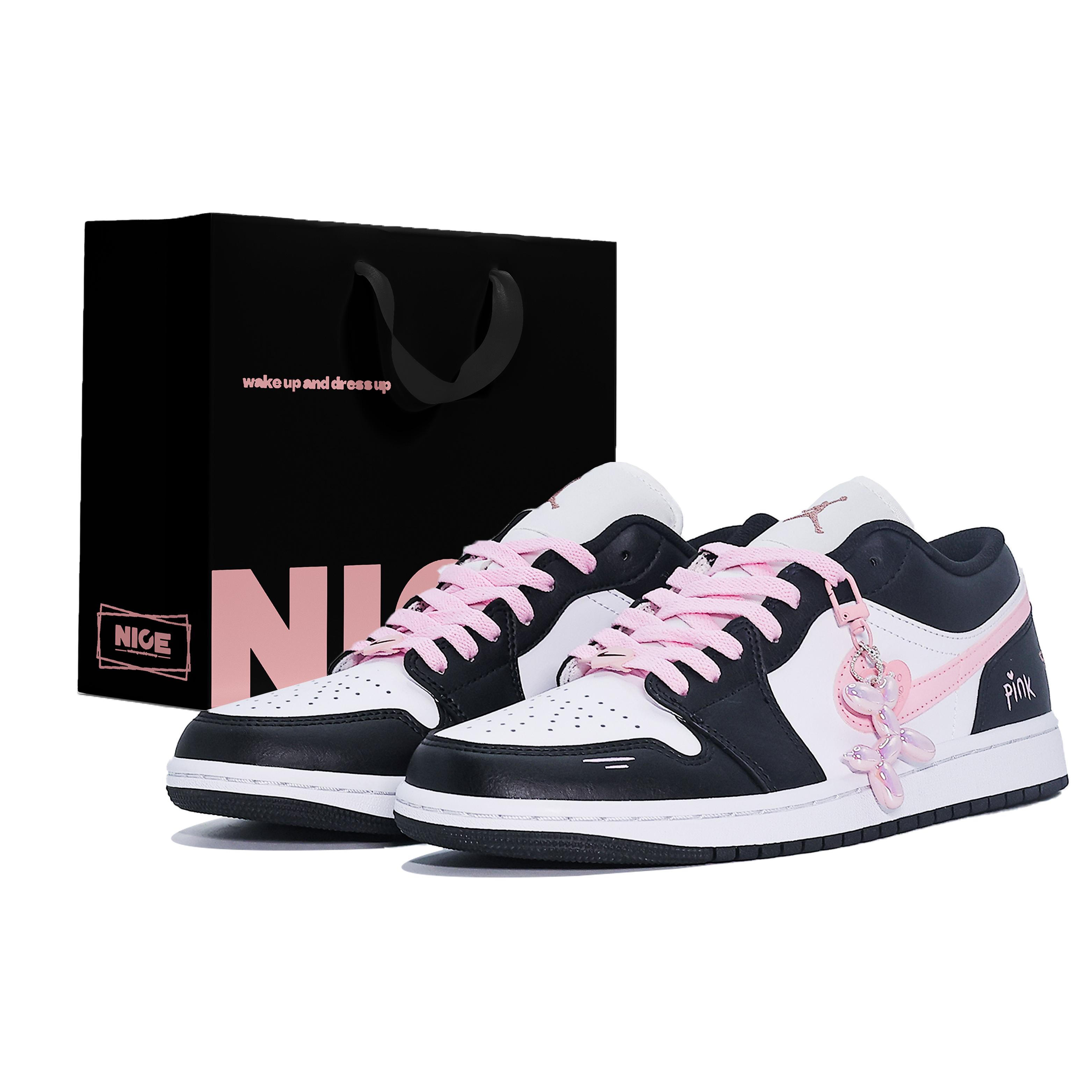 

Jordan Air Jordan 1 Abrasion Resistant Low top Vintage Basketball Shoes Unisex Black Pink 553558-165(Team1534-GBAG) 42.5
