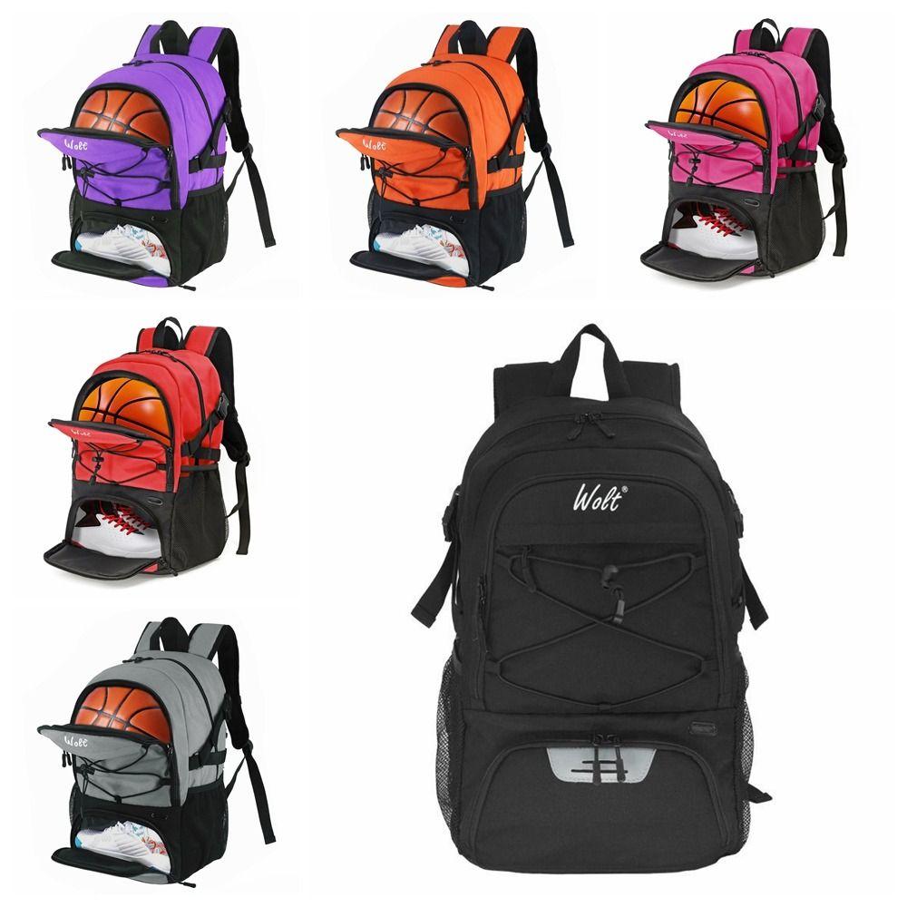 Large Capacity Basketball Backpack Shoes Compartment Waterproof Soccer Ball Backpack Separate Ball Holder Breathable Sports Bag
