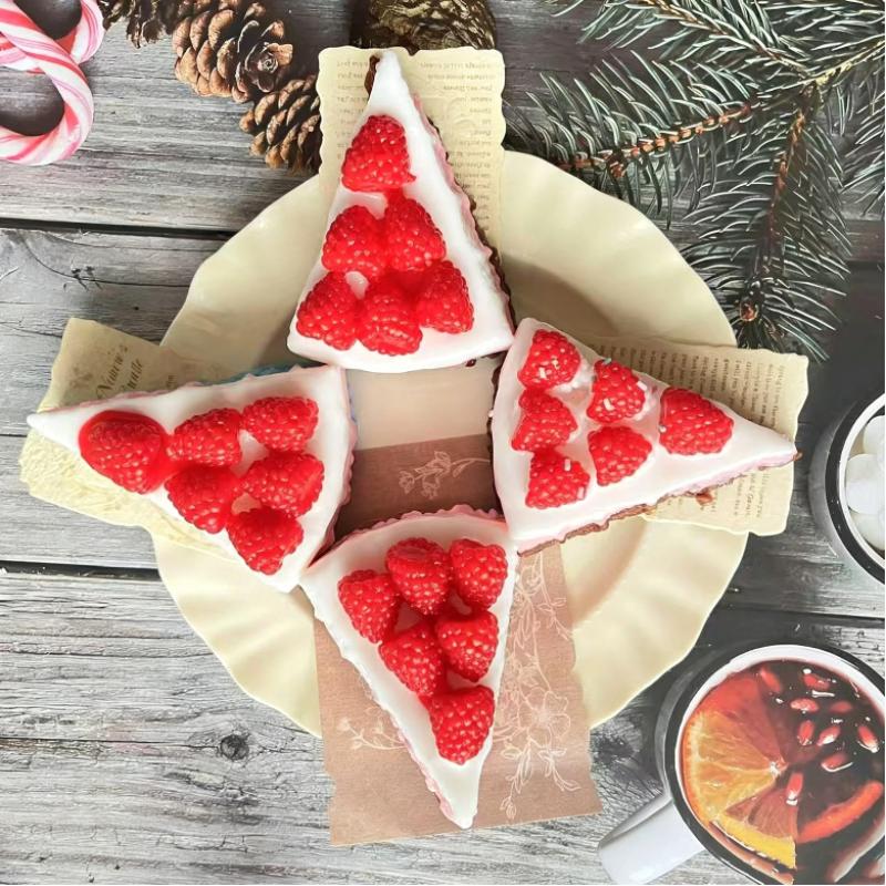 Soft Food Shaped Squeeze Toy Cute Strawberry Mousse Cake Design Stress Relief Toy for Desk Decor Relaxation Use