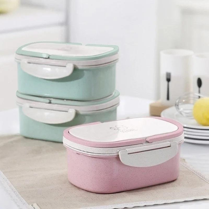 Household Solid Color Double-layer Portable Student Office Lunch Box Food Preservation Container Storage Box Lunch Box Supplies