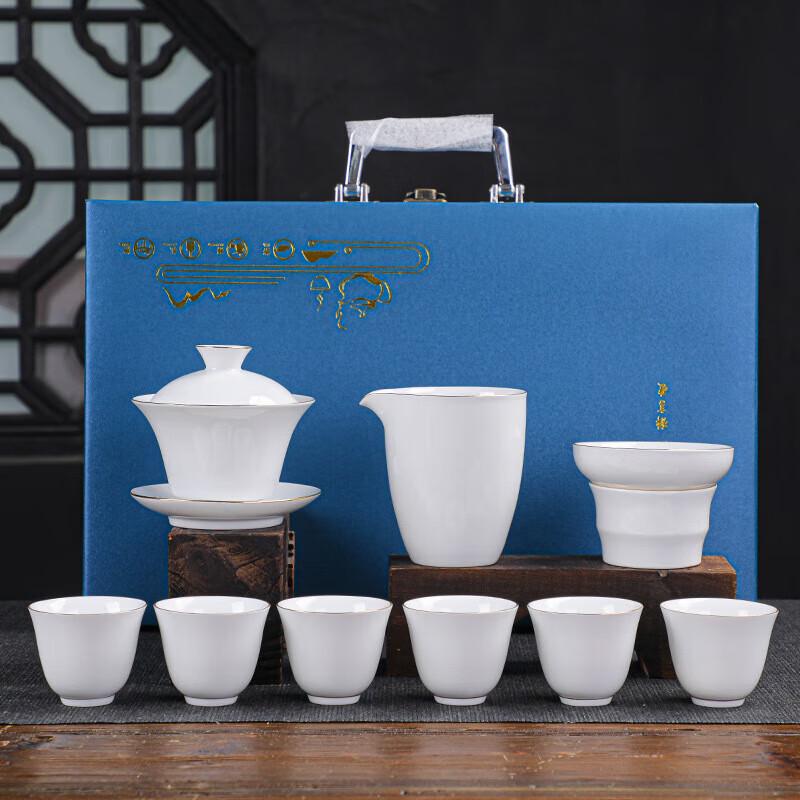 

Chaxun Dehua Mutton-fat Jade Style Kung Fu Tea Set - 10-piece Gold-painted