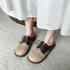 Women's Mules Round Toe Lace-up Cover Toe Flat Sole Women's Slippers Dress Daily Commute Retro Hollow Upper Zapatillas De Mujer