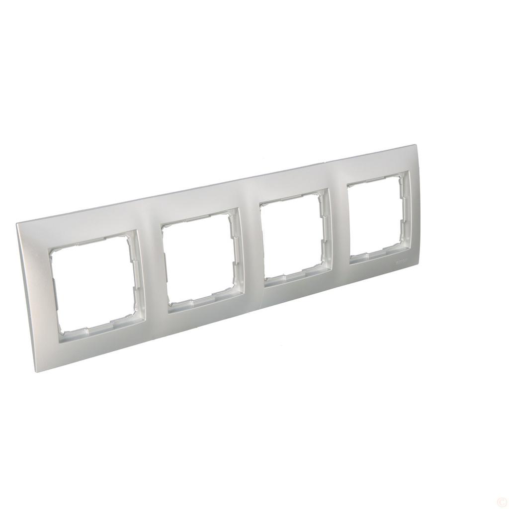 4-gang Universal Frame IP20 / IP44, Matt Silver Simon54