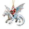 Christmas Door Window Decor Santa Claus Dragon Rider Ornament, 2D Acrylic Red Unique Xmas Ornament for Home with Flying Tree Hanging Decorations