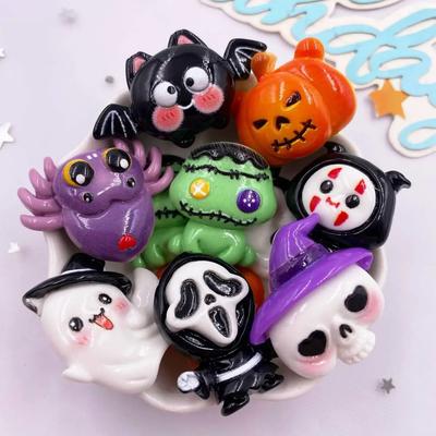 8 Adet Reçine Renkli Kawaii Örümcek Yarasa Balkabağı Ayı Hayalet Kurukafa Figürinler Düz Sırtlı Taş Kendin Yap Fiyonk Cadılar Bayramı Dekoru Scrapbook