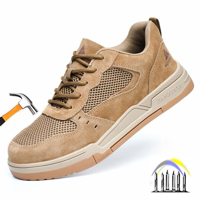 summer breathable mesh safety shoes steel toe safety boots for women lightweight non-slip work shoes for men protective footwear