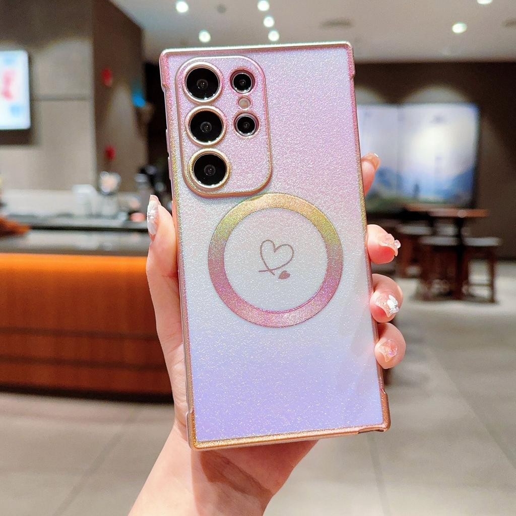 Samsung S25edge Silk Colorful Mobile Phone Case Magnetically Absorbed S24Ultra Side Electroplated Love Shell