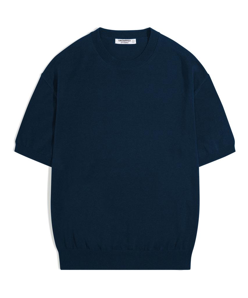 UNTAPPED STUDIO [2Pack] Washable Cool Cotton Short Sleeve Round Knit 4 Colors (B Type)