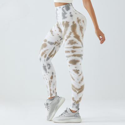 Modische nahtlose Yogahosen mit Batikmuster für Damen, hohe Taille, elastische Push-Up-Sport-Yoga-Leggings, Slim Fit, Fitness, lässige Legging-Hose 24417