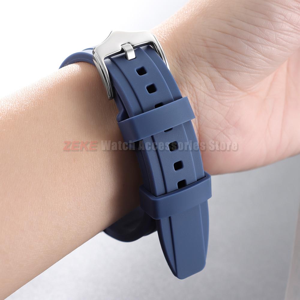 Hochwertiges gebogenes Ende 20mm 22mm Kautschukarmband Silikon Uhrenarmband für Omega Moonswatch Armband für Swatch Wasserdichtes Armband