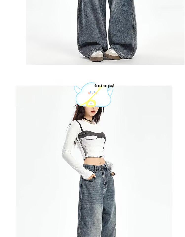 Wide-Leg American Style Retro Jeans for Women - Spring/Autumn 2026 Collection - Relaxed Fit, Baggy, and Floor-Length