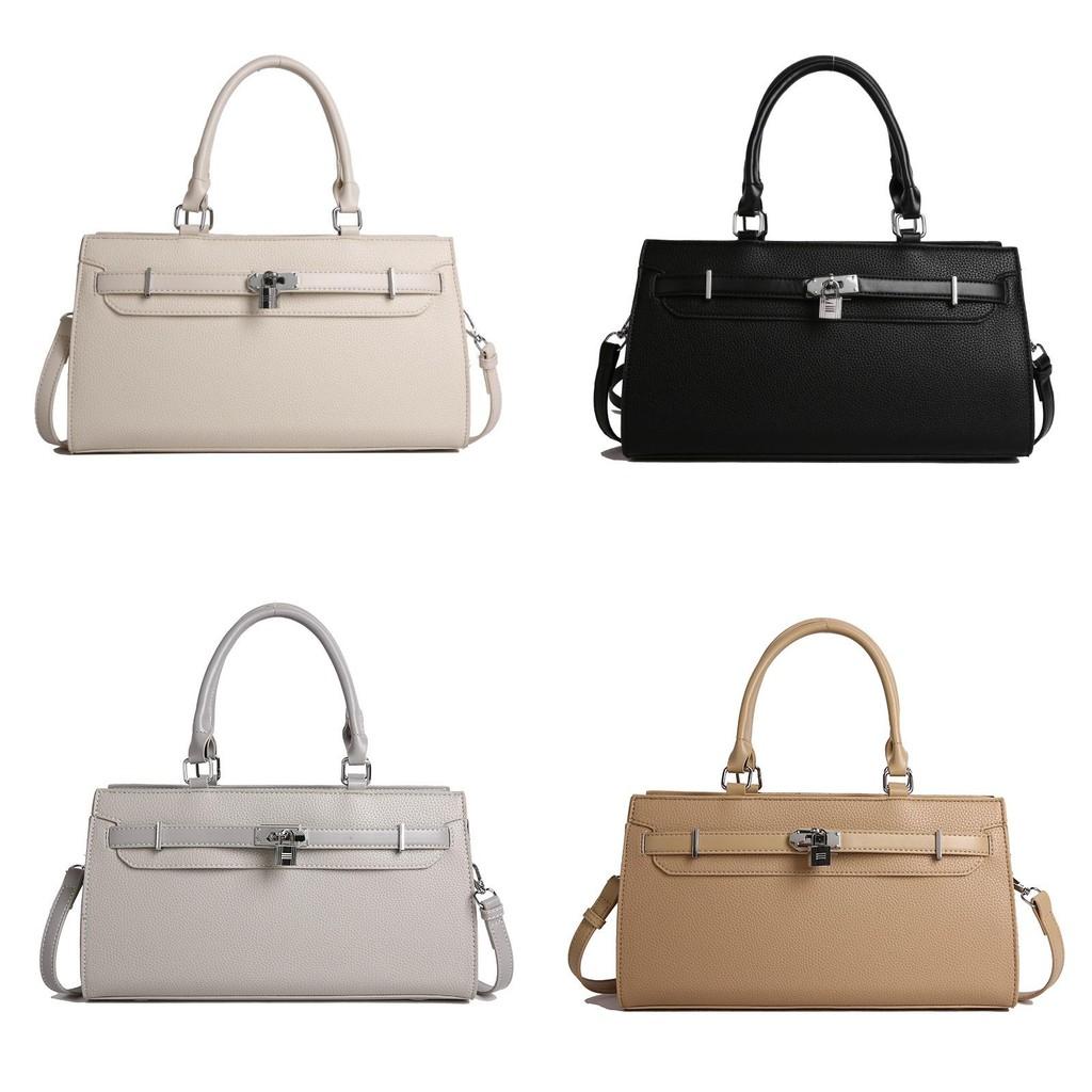 Elegant Women Soft Handbag Internal Solid Color Design And Lock Decoration